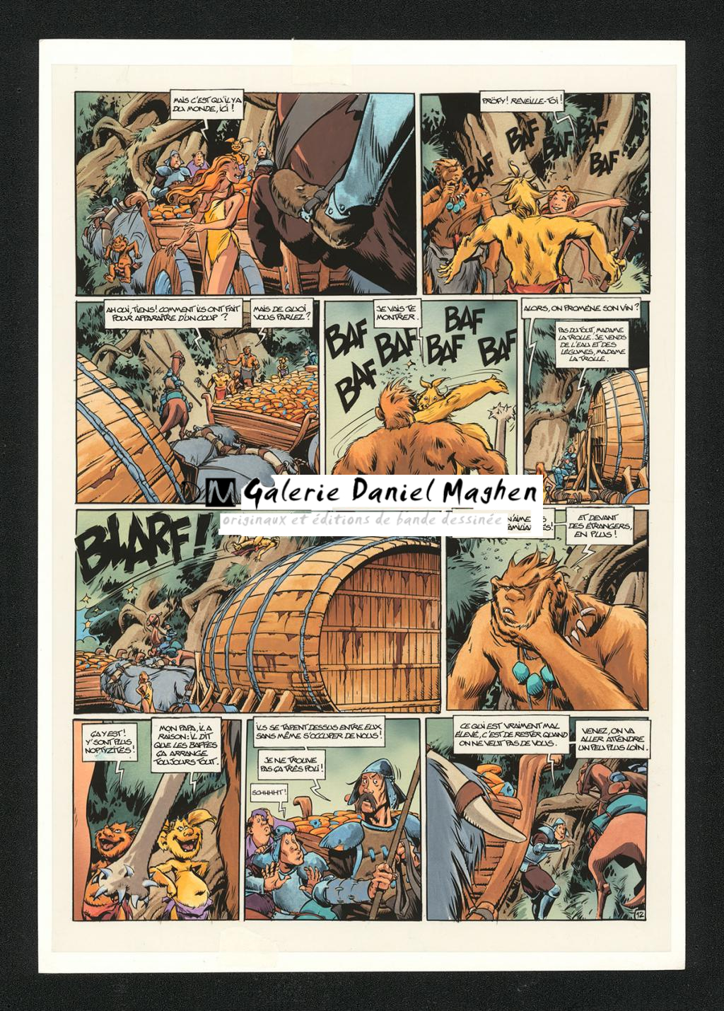 Mise en couleur originale réalisée par Claude Guth, de la planche n°12, accompagnée de son rhodoïde - Jean-Louis Mourier - Gouache et encre de couleur sur papier - 5716