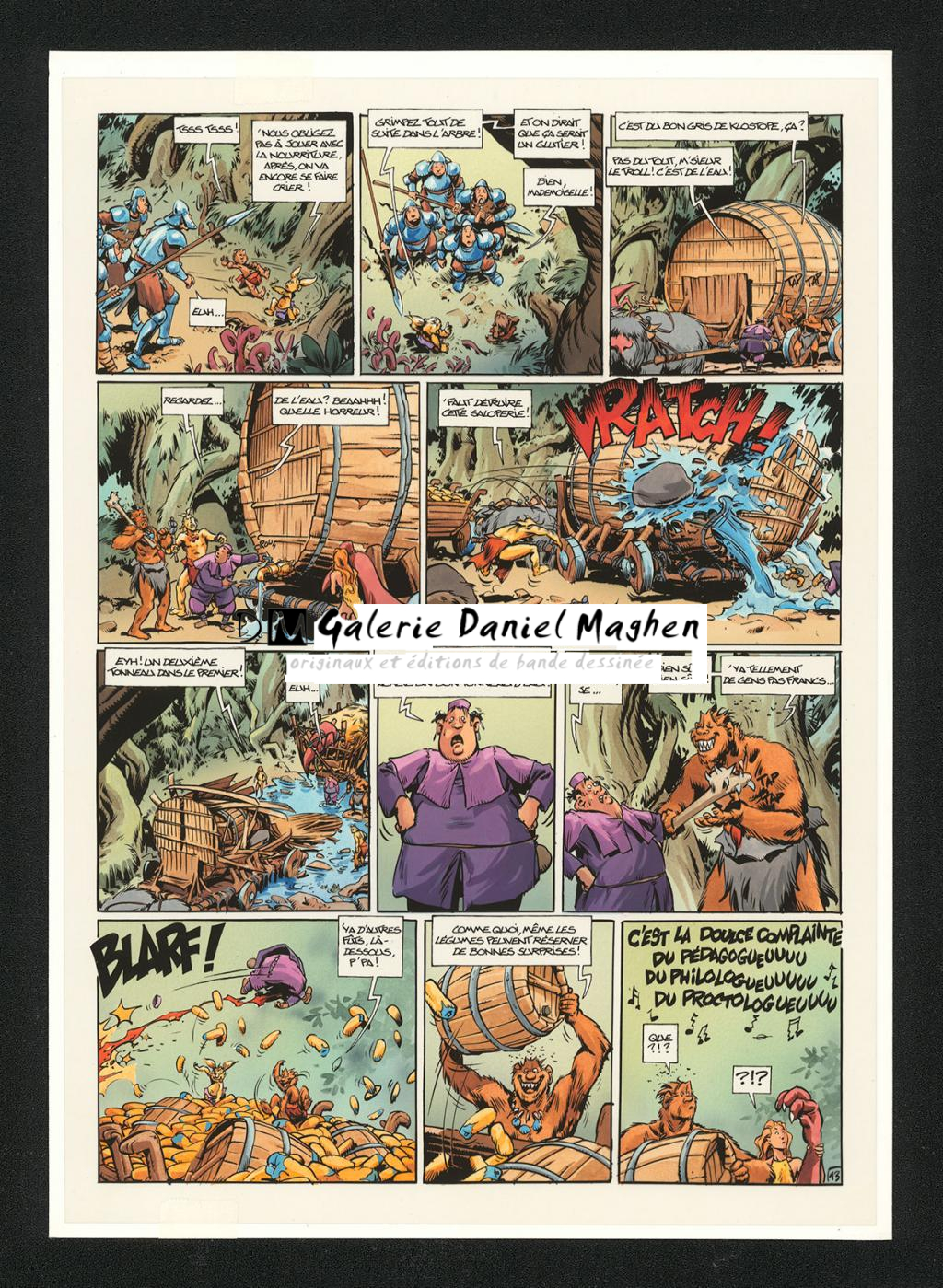 Mise en couleur originale réalisée par Claude Guth, de la planche n°13, accompagnée de son rhodoïde - Jean-Louis Mourier - Gouache et encre de couleur sur papier - 5336