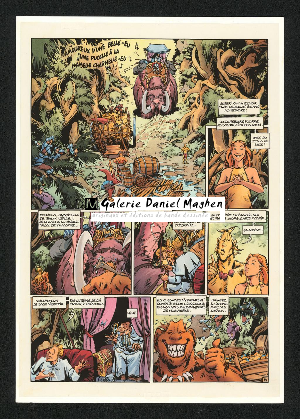 Mise en couleur originale réalisée par Claude Guth, de la planche n°14, accompagnée de son rhodoïde - Jean-Louis Mourier - Gouache et encre de couleur sur papier - 5717