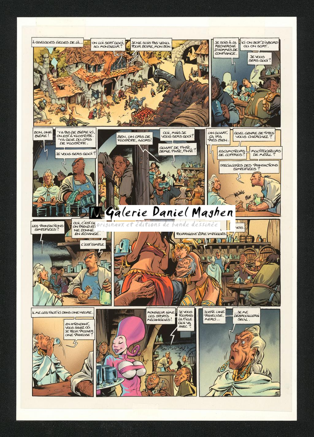 Mise en couleur originale réalisée par Claude Guth, de la planche n°30, accompagnée de son rhodoïde - Jean-Louis Mourier - Gouache et encre de couleur sur papier - 5719