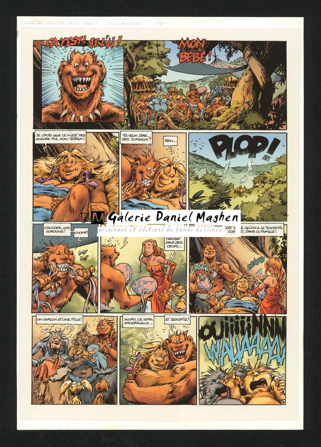 Mise en couleur originale réalisée par Claude Guth, de la planche n°50, accompagnée de son rhodoïde - Jean-Louis Mourier - Gouache et encre de couleur sur papier - 5720