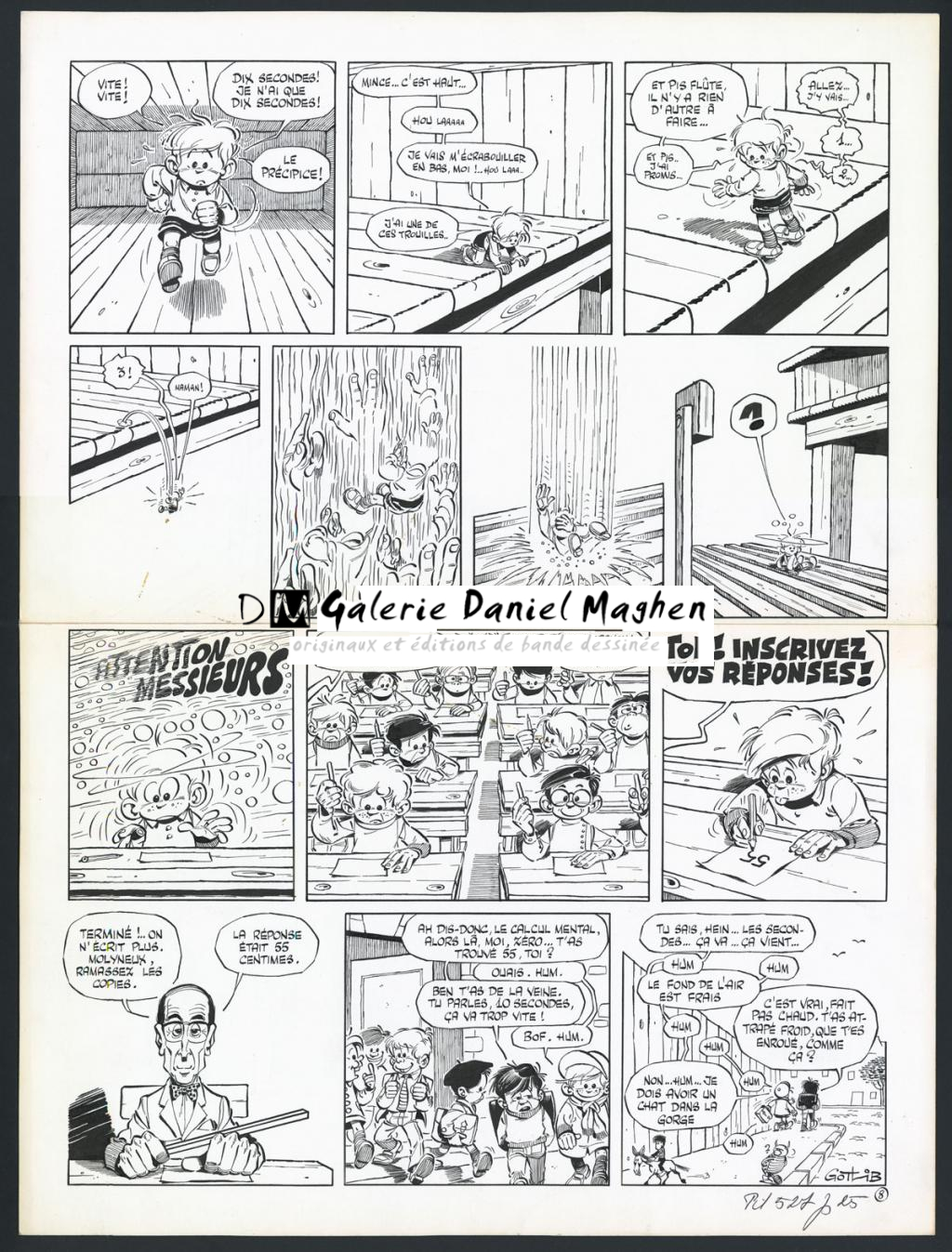 Planche originale n°8  pour l'histoire complète en 8 pages en hommage à Fred - Marcel Gotlib - Encre de Chine sur papier - 5876