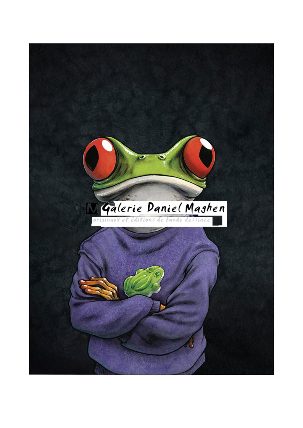 Illustration originale, grenouille - Guznag - Encres acryliques sur papier aquarelle - 6275