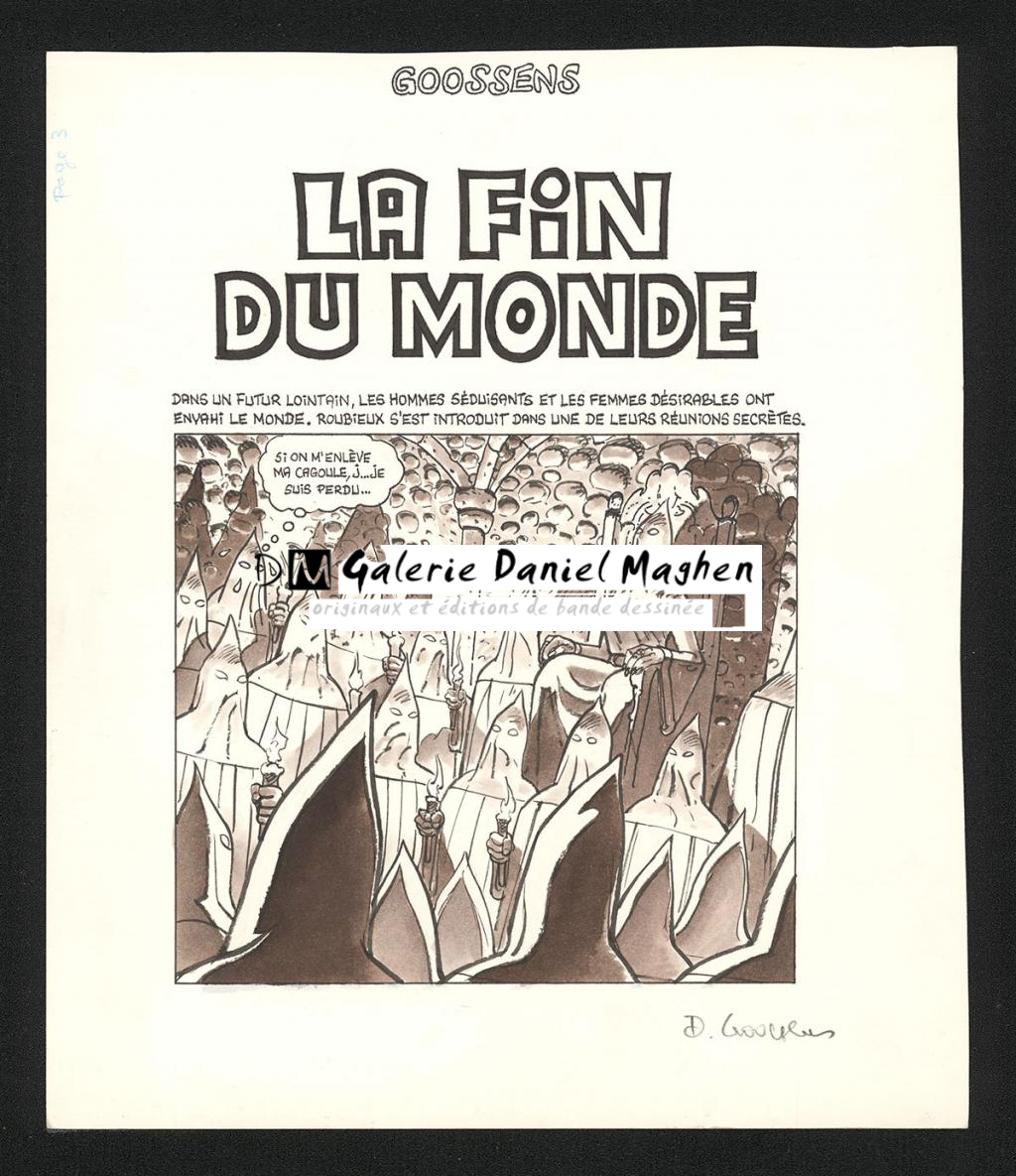 Page de titre de l'histoire La fin du monde - Daniel Goossens - Encre de Chine et lavis sur papier - 5325