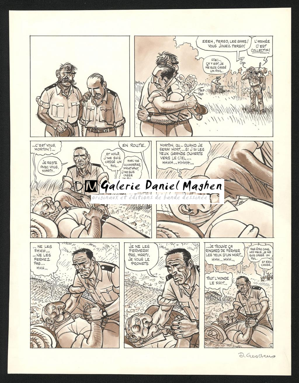 Planche originale n°6 de l'histoire Au coeur de la jungle - Daniel Goossens - Encre de Chine et lavis sur papier - 5327