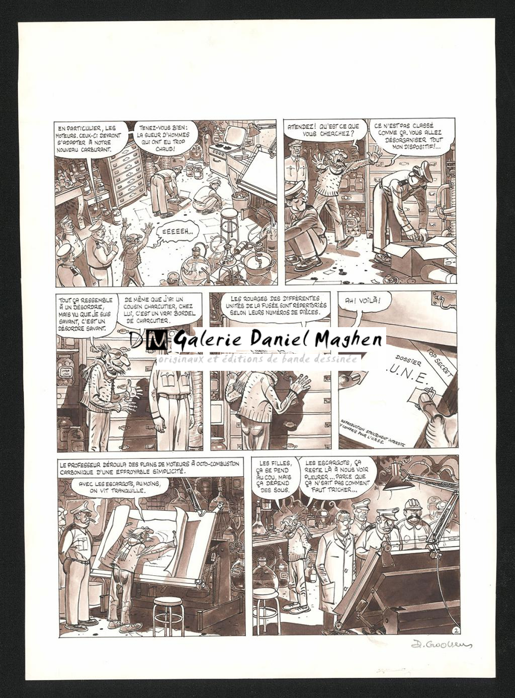 Planche originale n°2 de l'histoire Panique au labo - Daniel Goossens - Encre de Chine et lavis sur papier - 5797