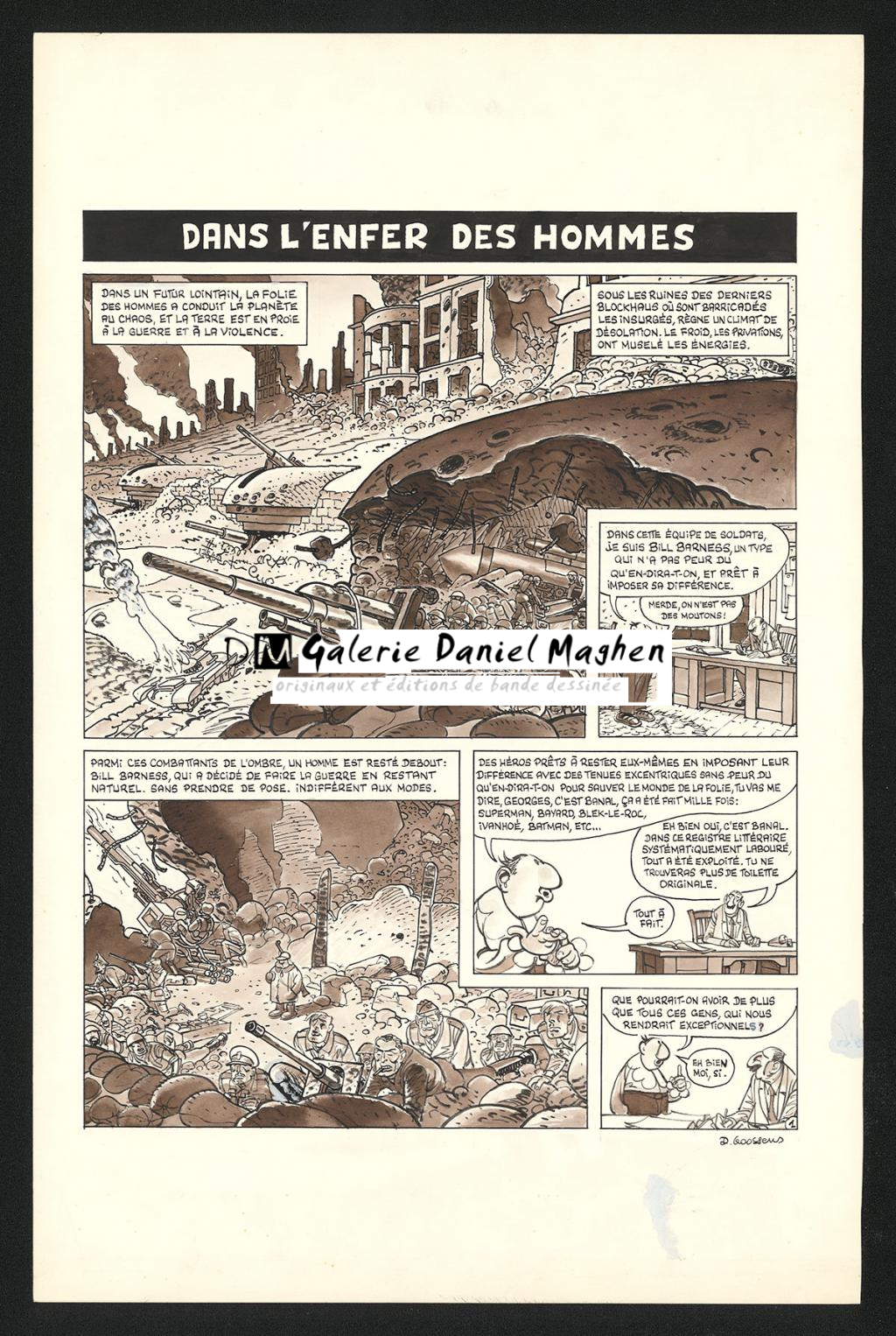 Planche originale n°1 de l'histoire Dans l'Enfer des hommes - Daniel Goossens - Encre de Chine et lavis sur papier - 5332