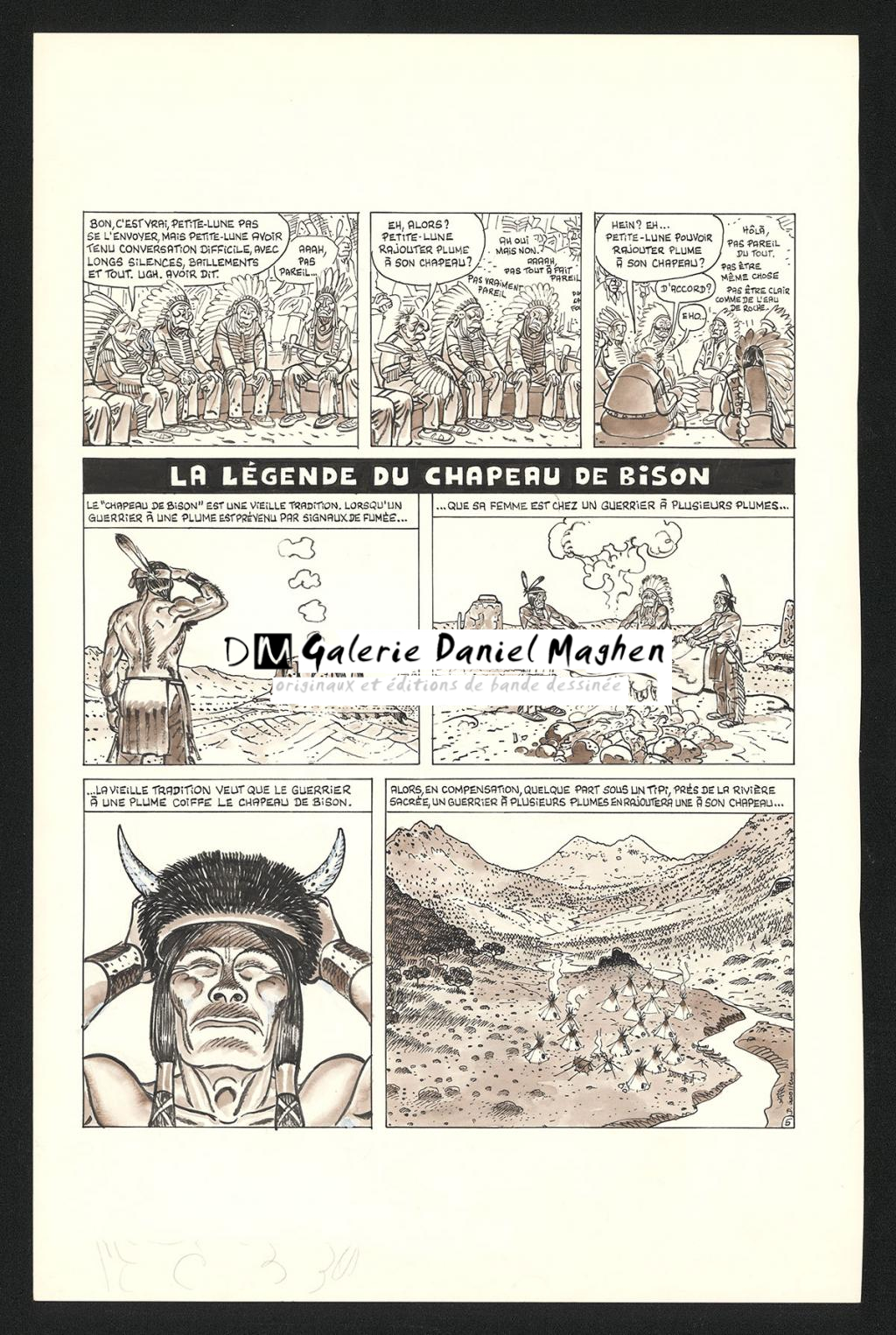 Planche originale n°5 de l'histoire Les Indiens - Daniel Goossens - Encre de Chine et lavis sur papier - 5333
