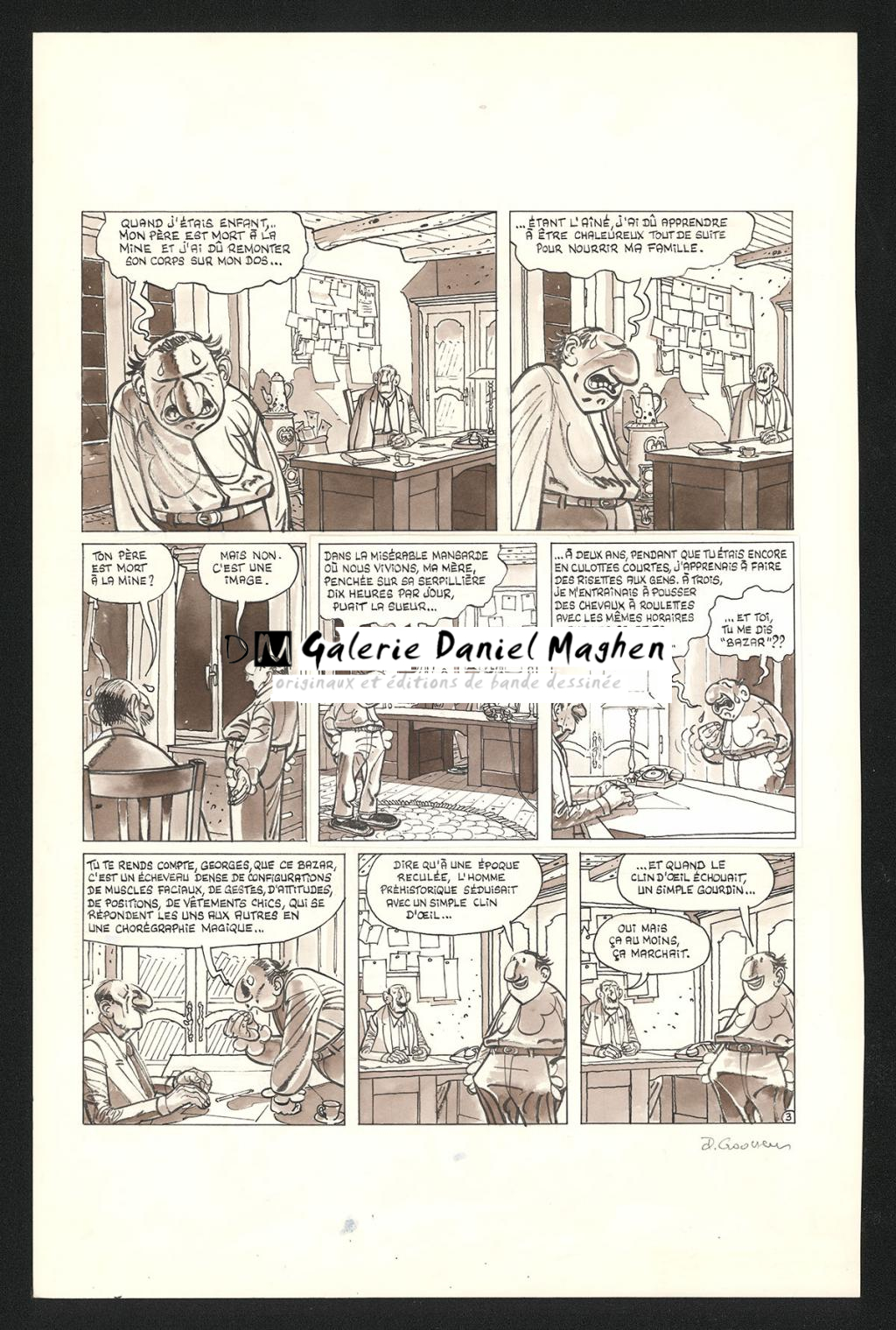 Planche originale n°3 de l'histoire ? , rustines en cases 4 & 5 - Daniel Goossens - Encre de Chine sur papier - 5202