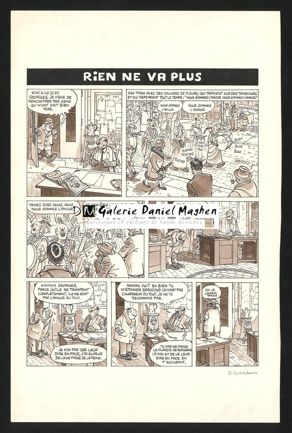 Planche originale n°1 de l'histoire Rien ne va plus - Daniel Goossens - Encre de Chine et lavis sur papier - 5199
