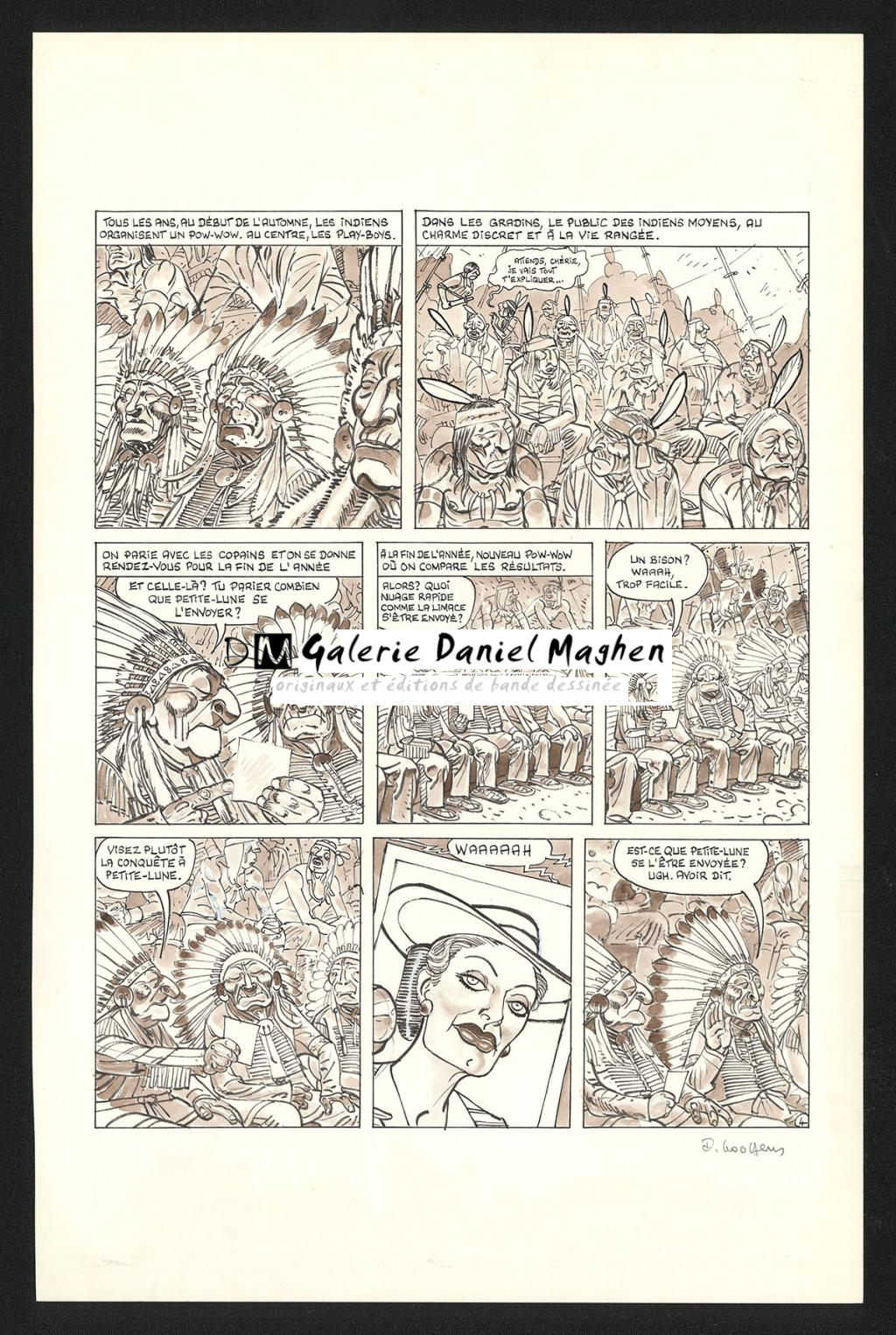 Planche originale n°4 de l'histoire Les Indiens - Daniel Goossens - Encre de Chine et lavis sur papier - 5366