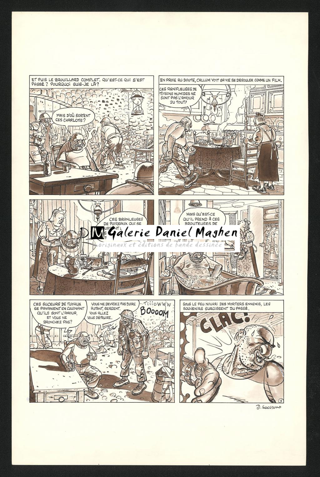 Planche originale n°3 de l'histoire Rien ne va plus - Daniel Goossens - Encre de Chine et lavis sur papier - 5365