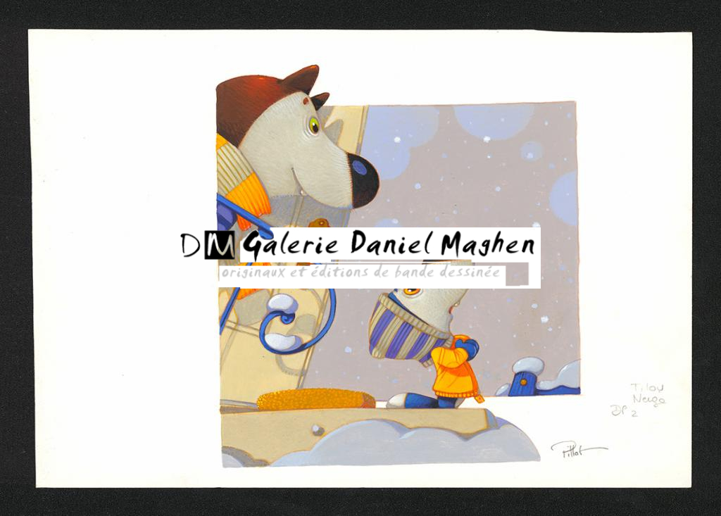 Illustration originale - Frédéric Pillot - Acrylique rehaussée de craie - 5391