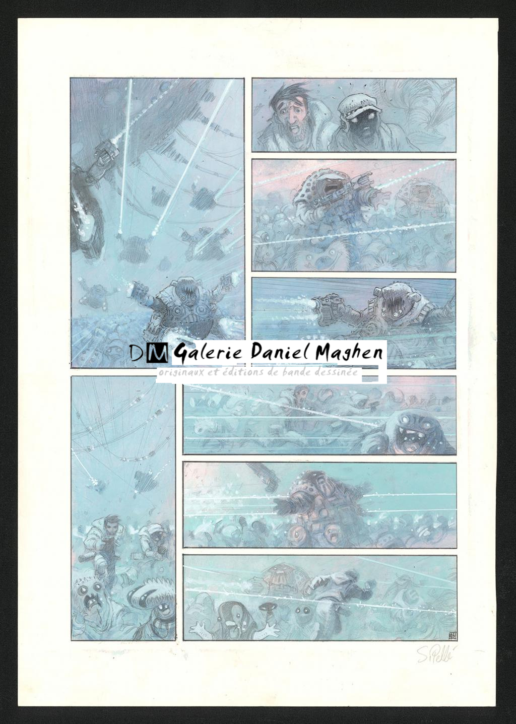 Planche originale n°46 - Serge Pellé - Acrylique, encres et crayon sur papier - 5278