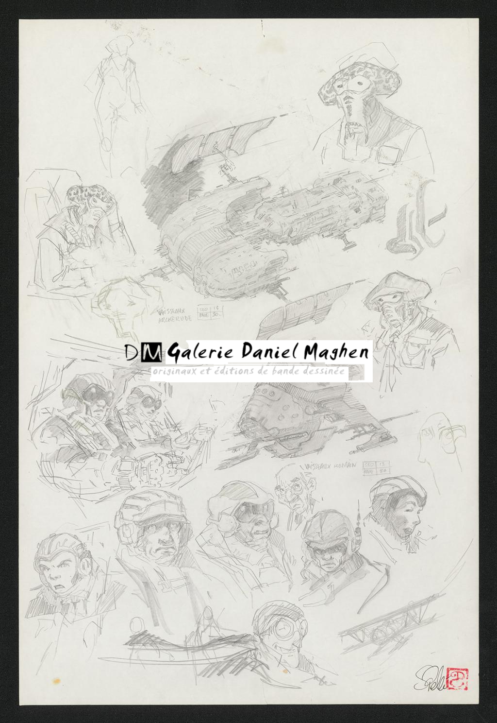 Crayonné original de recherche - Serge Pellé - Mine de plomb sur papier - 5317