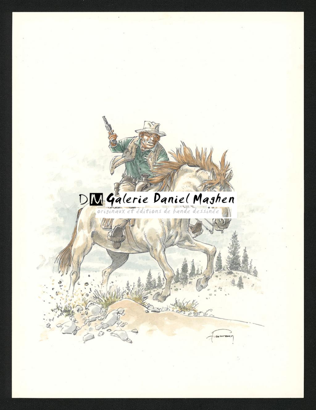 Dessin original, portrait de Red Dust - Hermann - Aquarelle et crayon de bois sur papier - 5822