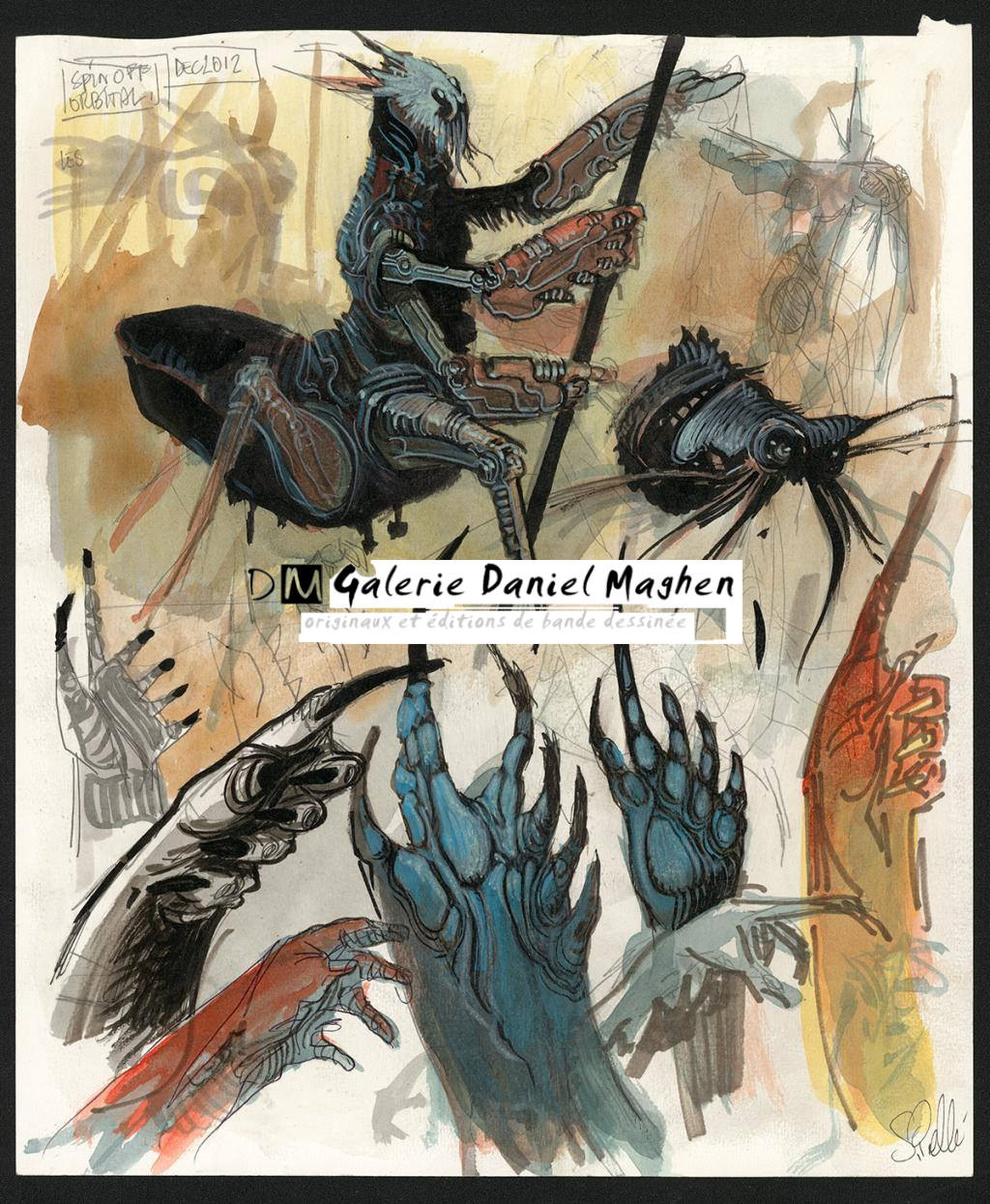 Dessin original de recherche - Serge Pellé - Acrylique, encres et crayon sur papier - 5227