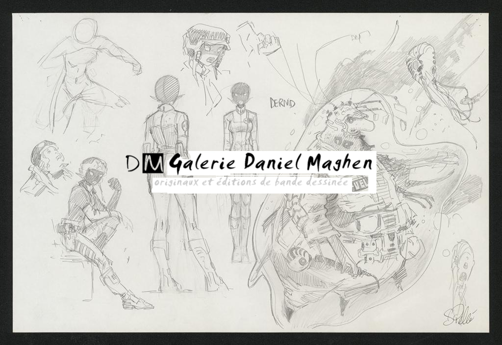 Crayonné original de recherche - Serge Pellé - Mine de plomb sur papier - 5831