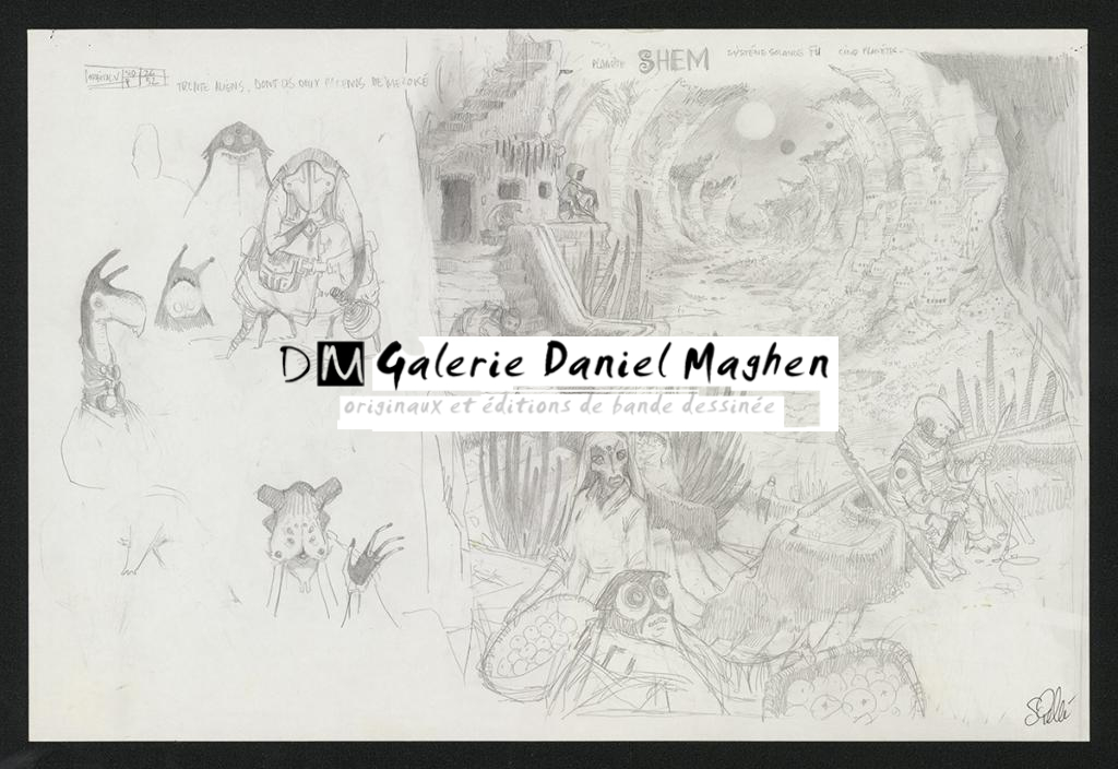 Crayonné original de recherche - Serge Pellé - Mine de plomb sur papier - 5232