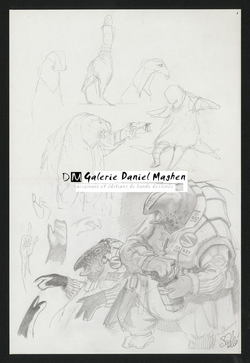 Crayonné original de recherche - Serge Pellé - Mine de plomb sur papier - 5233