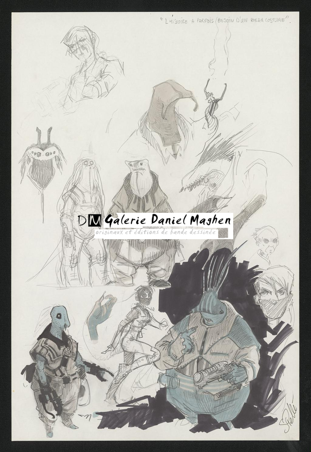 Crayonné original de recherche - Serge Pellé - Mine de plomb sur papier - 5234