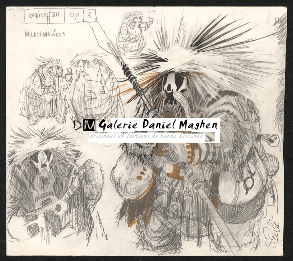 Crayonné original de recherche - Serge Pellé - Mine de plomb sur papier - 5245