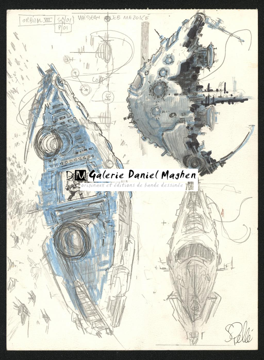 Crayonné original de recherche - Serge Pellé - Mine de plomb et feutre - 5251