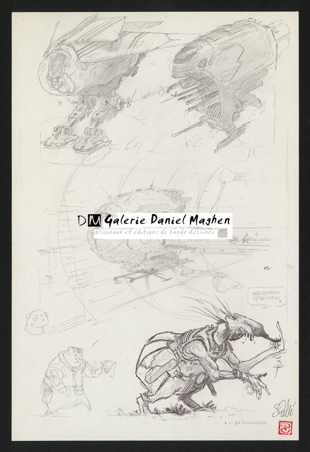 Crayonné original de recherche - Serge Pellé - Mine de plomb sur papier - 5379