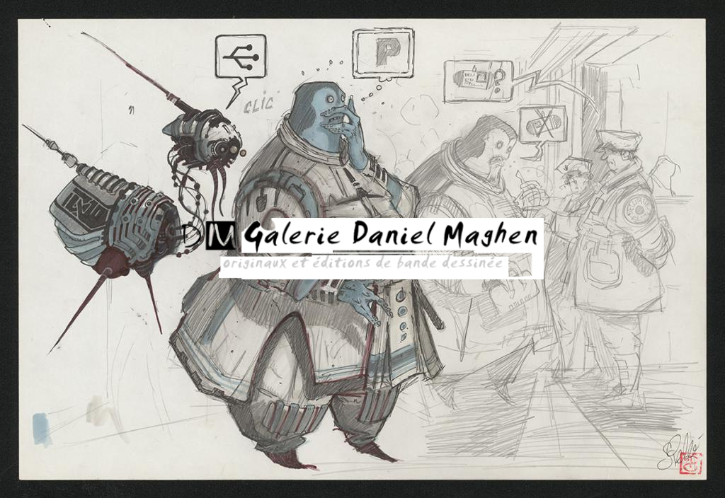 Crayonné original de recherche - Serge Pellé - Mine de plomb et feutre - 5380