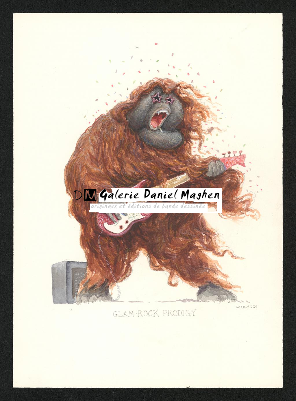 Glam-rock prodigy, illustration originale - Armel Gaulme - Aquarelle et crayon de couleur sur papier - 6078