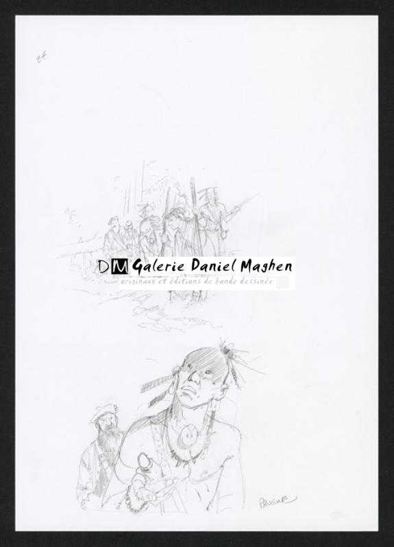 Illustration originale, étude de personnages - Patrick Prugne - Aquarelle et crayon sur papier - 5827