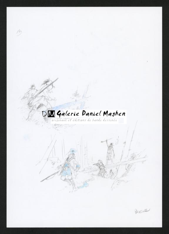 Illustration originale, étude de personnages - Patrick Prugne - Aquarelle et crayon sur papier - 5826