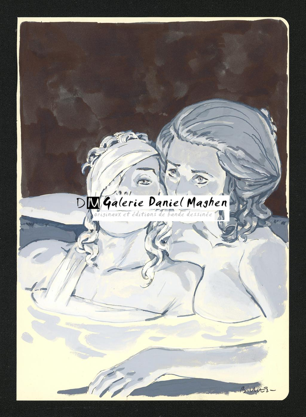 Illustration originale en hommage à la série Les Ogres Dieux - Bastien Vivès - Encre de Chine et gouache sur papier - 6598