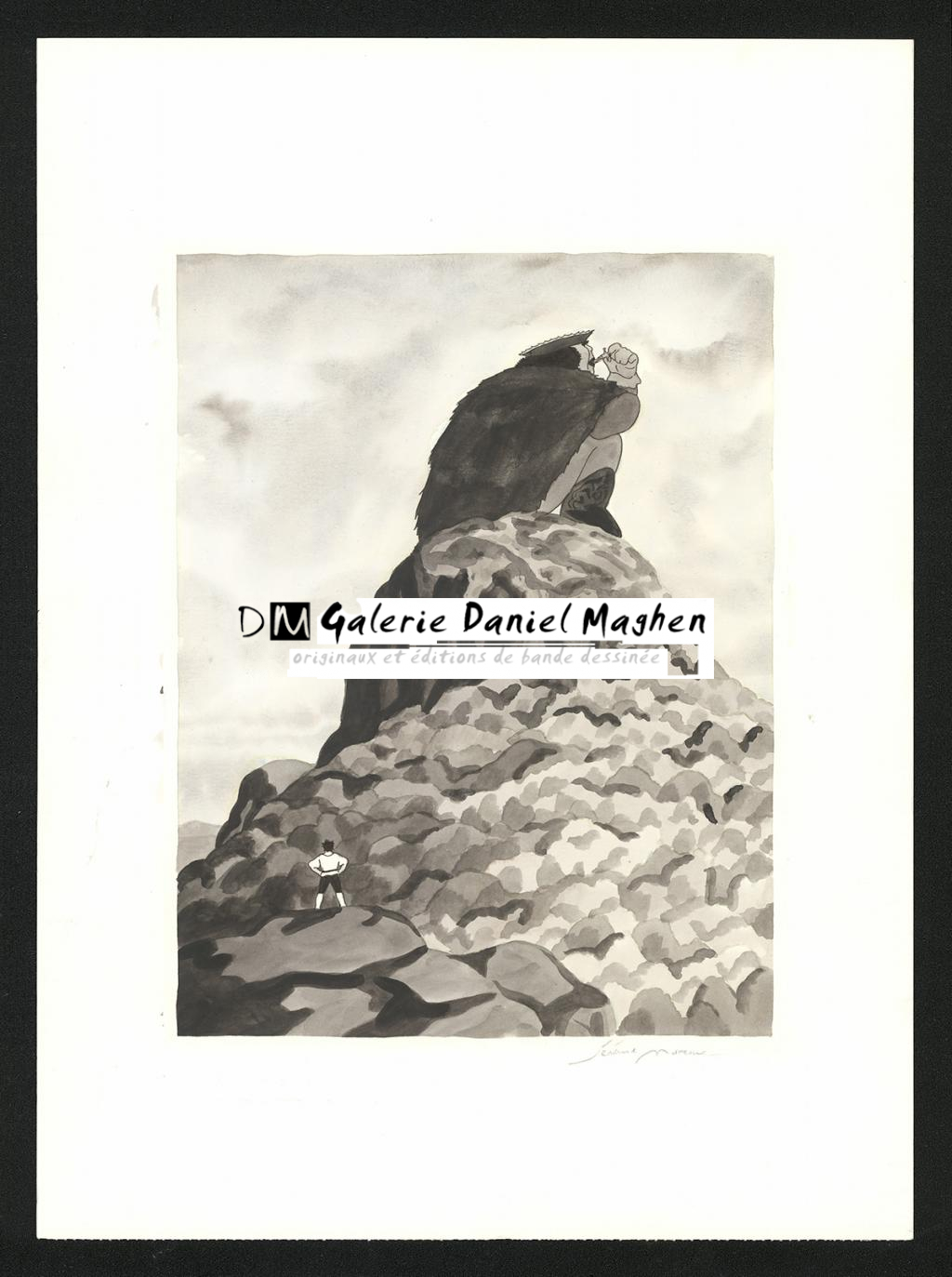 Illustration originale en hommage à la série Les Ogres Dieux - Jérémie Moreau - Encre de Chine et lavis sur papier - 6595