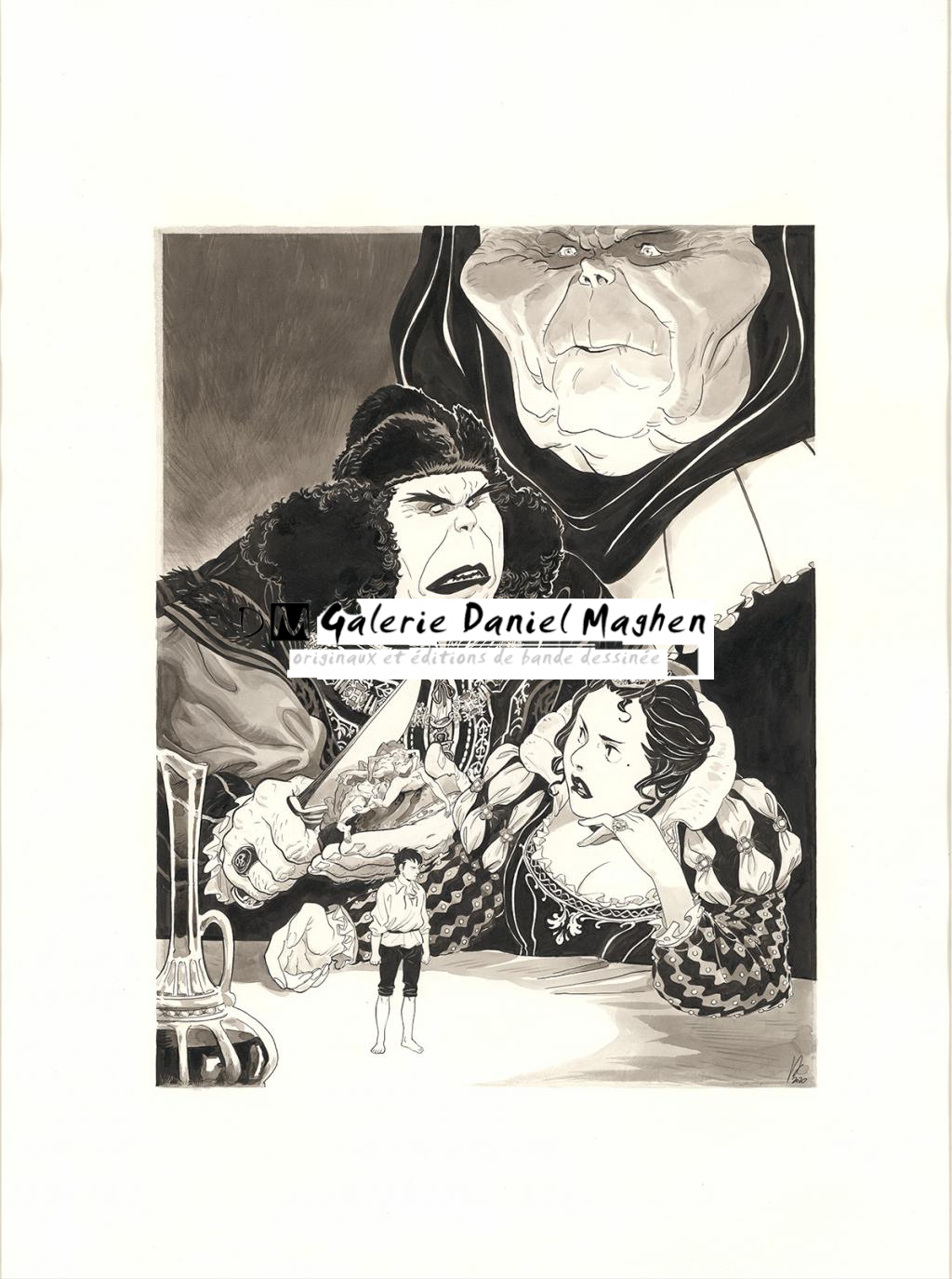 Illustration originale en hommage à la série Les Ogres Dieux - Virginie Augustin - Encre de Chine et lavis sur papier - 6594