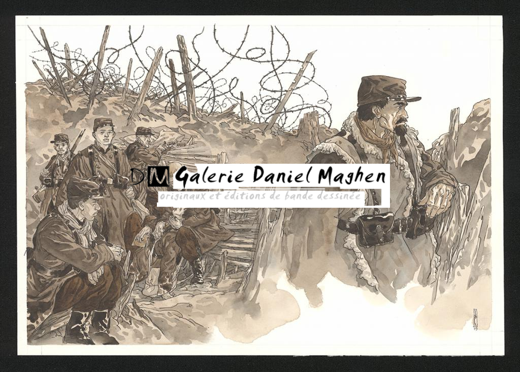 Illustration originale  reproduite comme tiré à part dans le tirage spécial "coffret" de Notre Mère la Guerre, sorti en novembre 2018 - Maël - Encre de couleur et encre de Chine sur papier - 6099