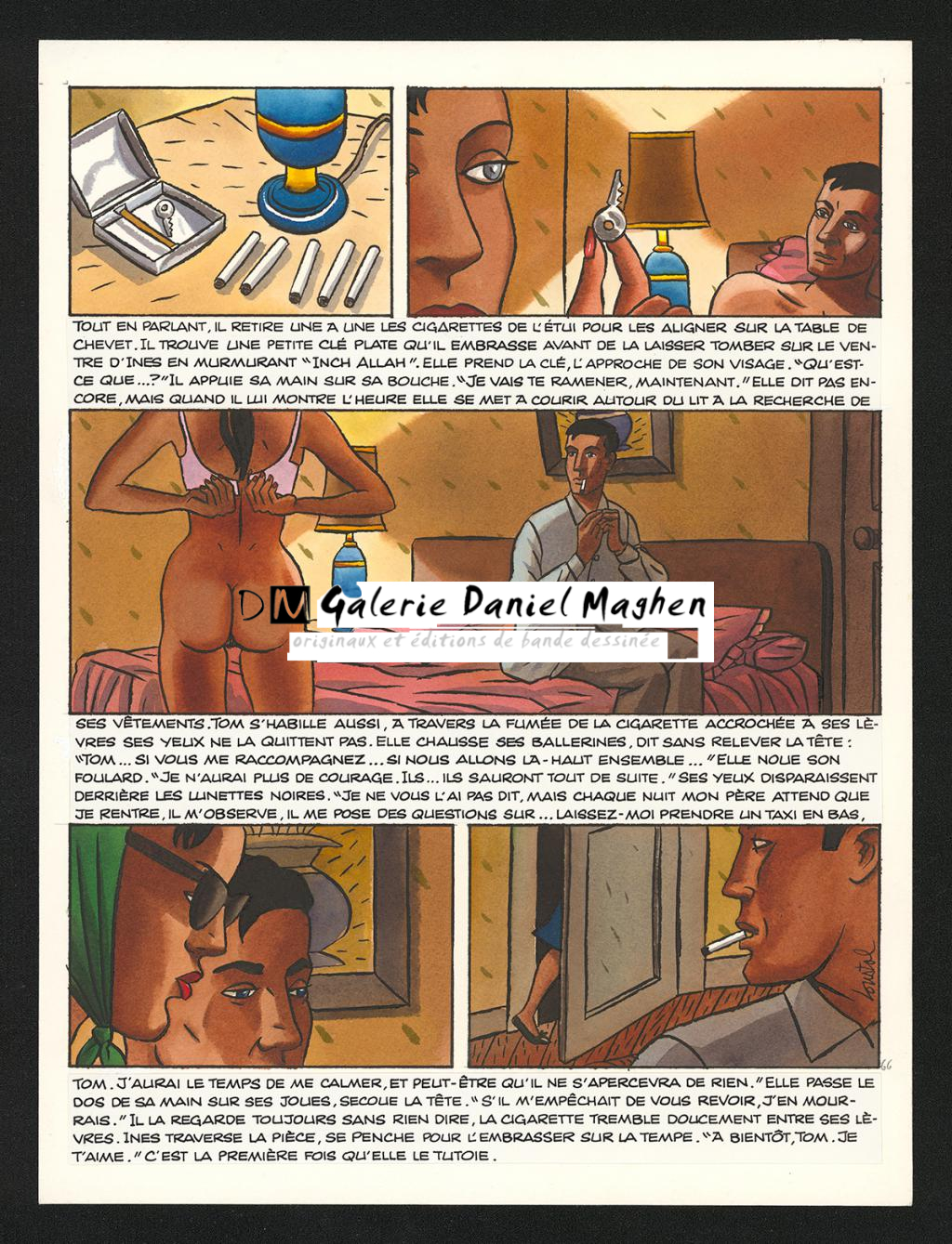 Planche originale n°66, prépubliée dans (A Suivre) n°186 de juillet 1993 - Loustal - Encre de Chine et encre de couleur sur papier - 6264