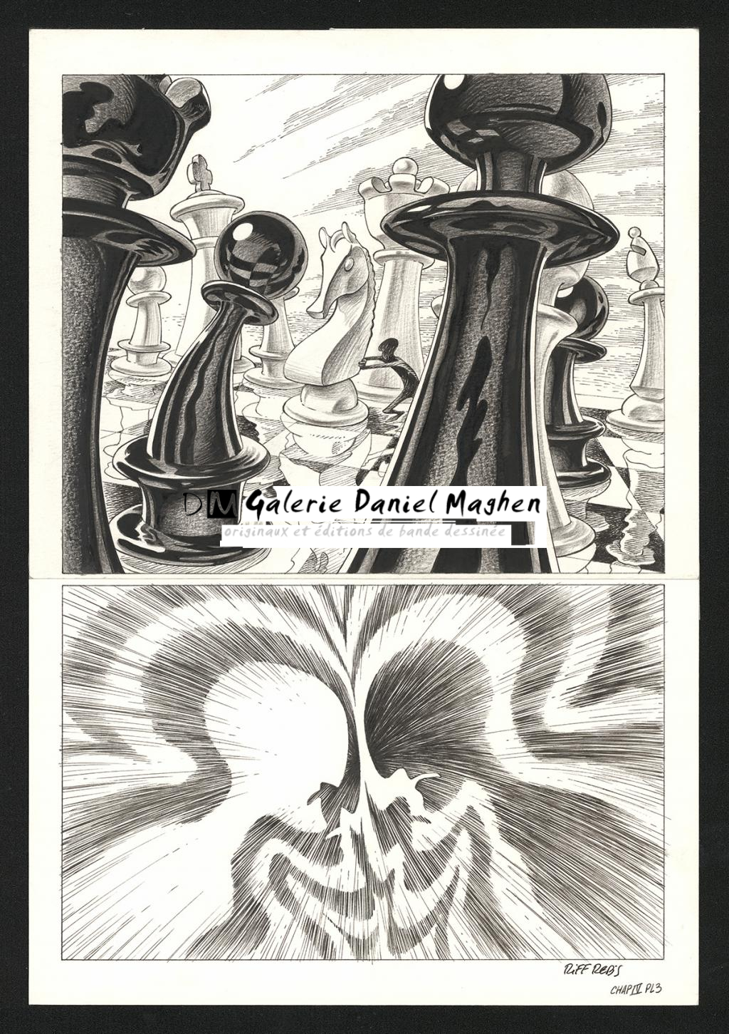 Planche originale n°3 du chapitre IV - Riff Reb's - Encre de Chine et crayon sur papier - 6499