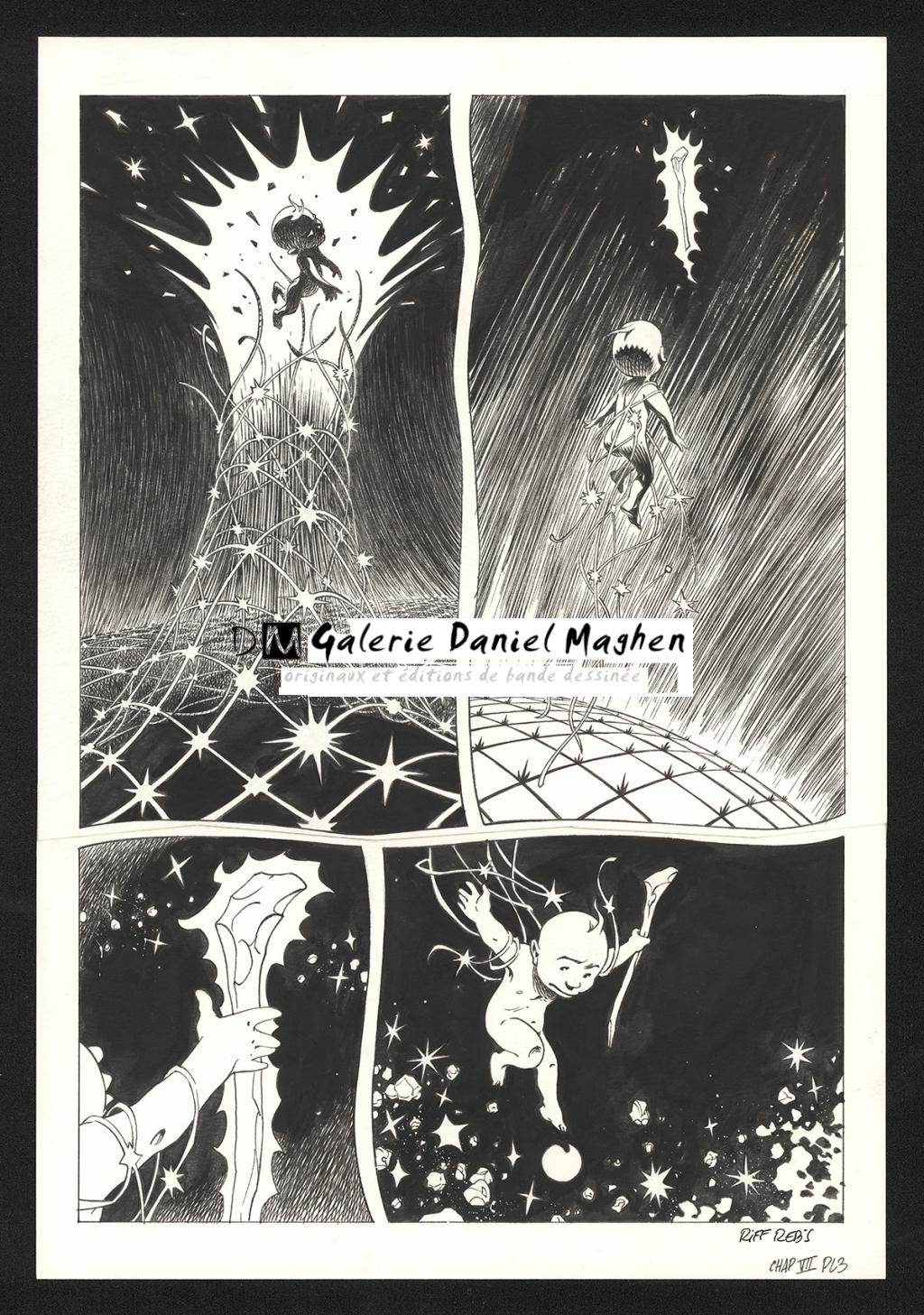 Planche originale n°3 du chapitre VII - Riff Reb's - Encre de Chine et crayon sur papier - 6539