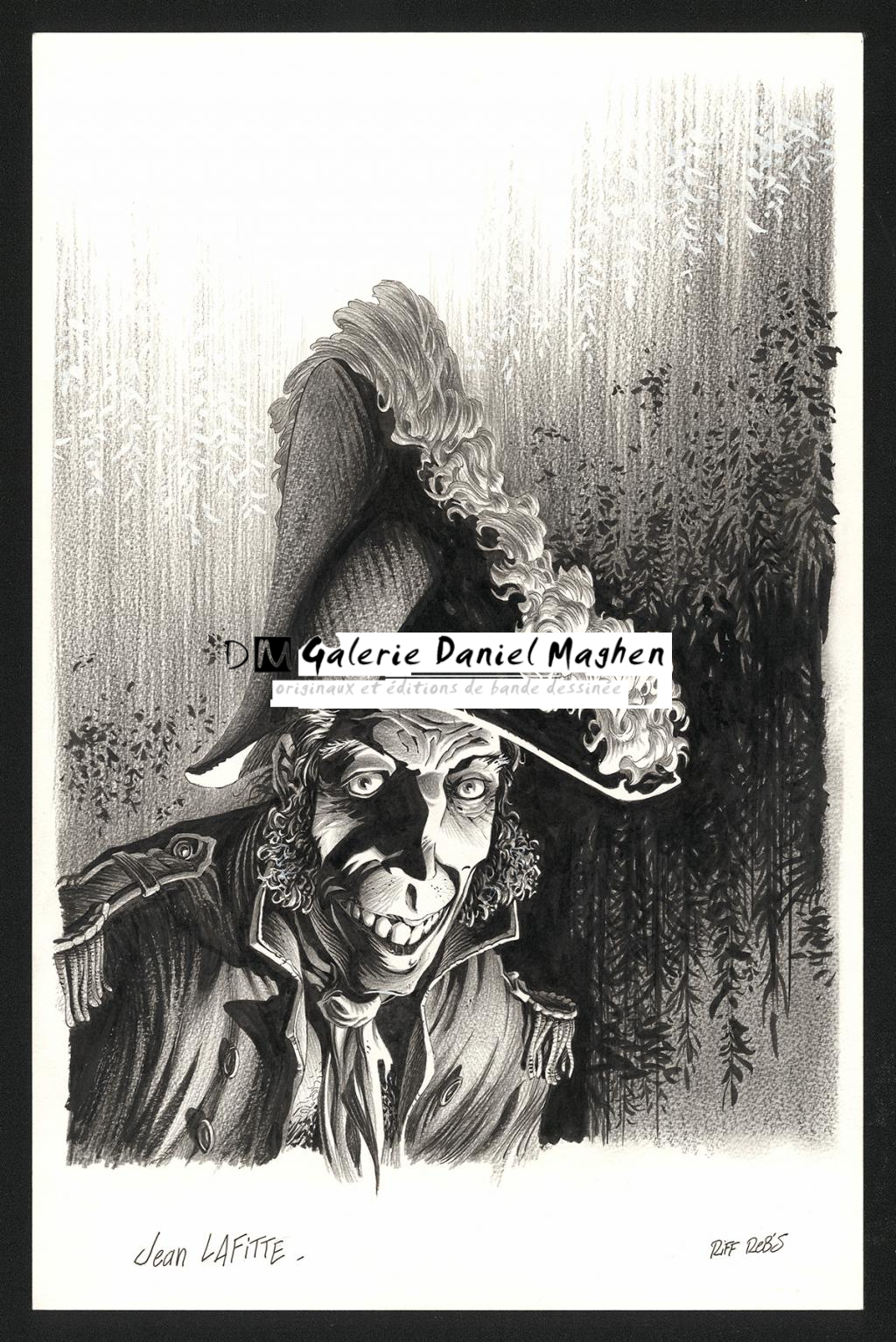 Illustration originale représentant Jean Lafitte - Riff Reb's - Encre de Chine et crayon sur papier - 6405