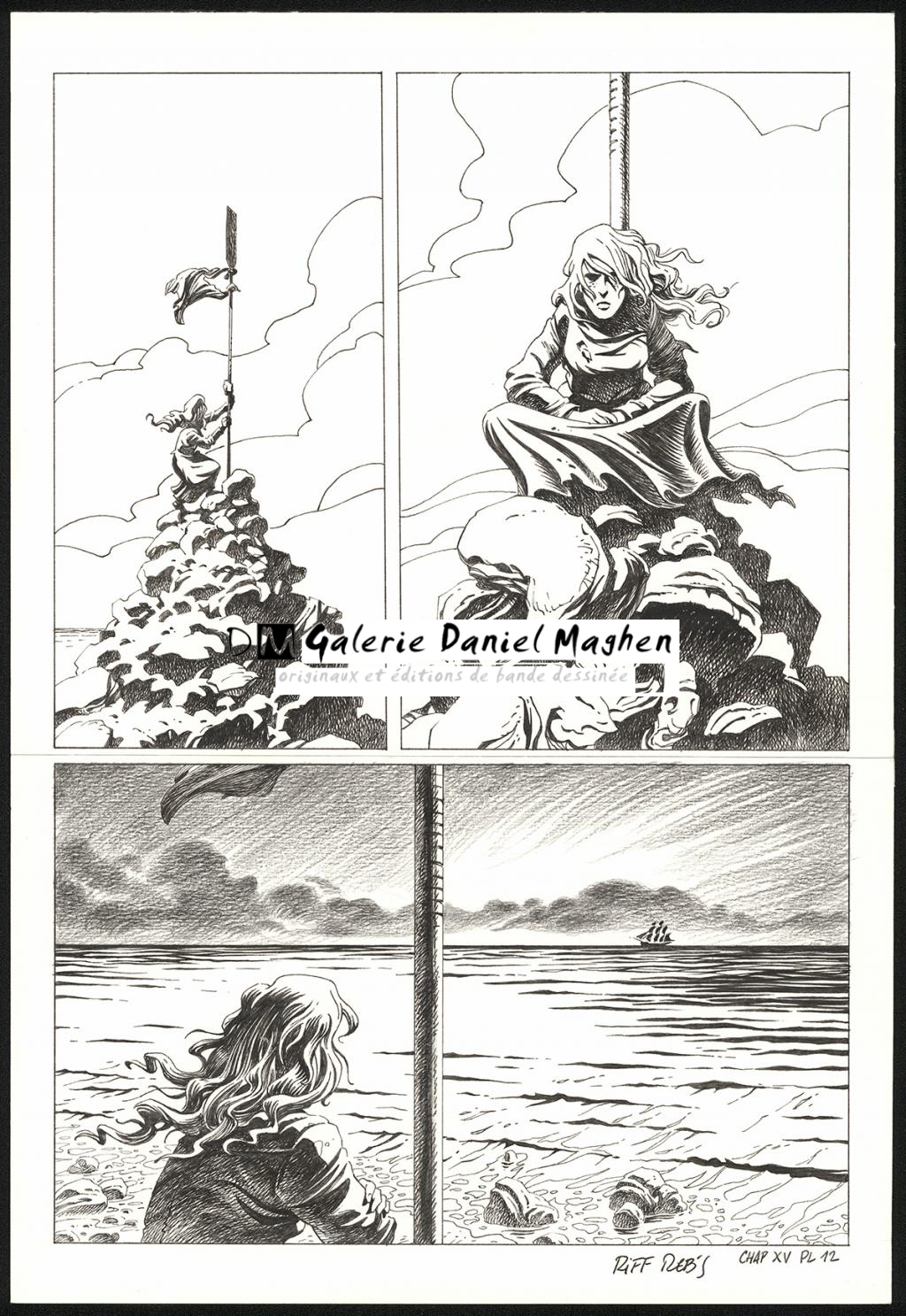 Planche originale n°12 du chapitre XV - Riff Reb's - Encre de Chine et crayon sur papier - 6522