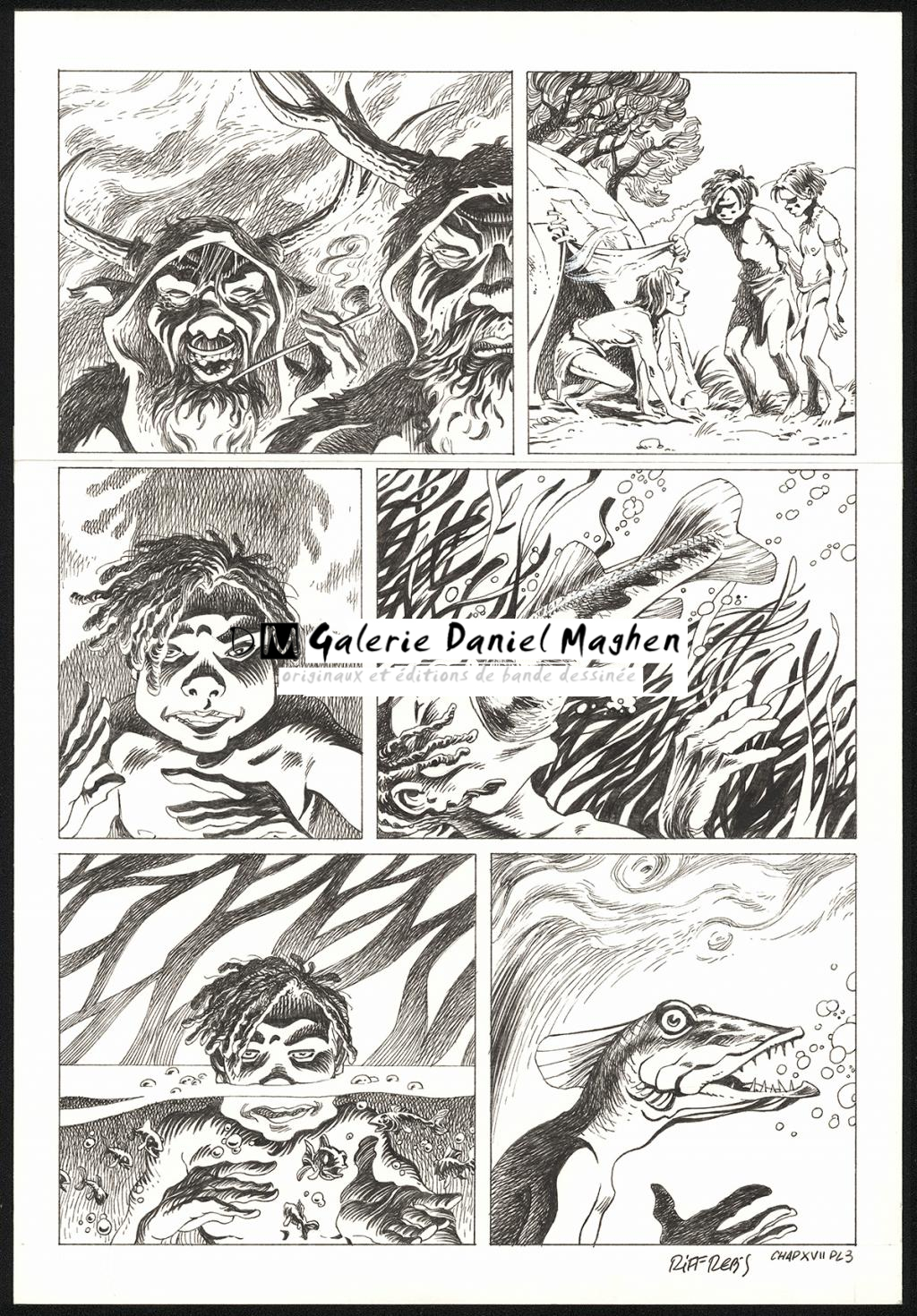 Planche originale n°3 du chapitre XVII - Riff Reb's - Encre de Chine et crayon sur papier - 6417