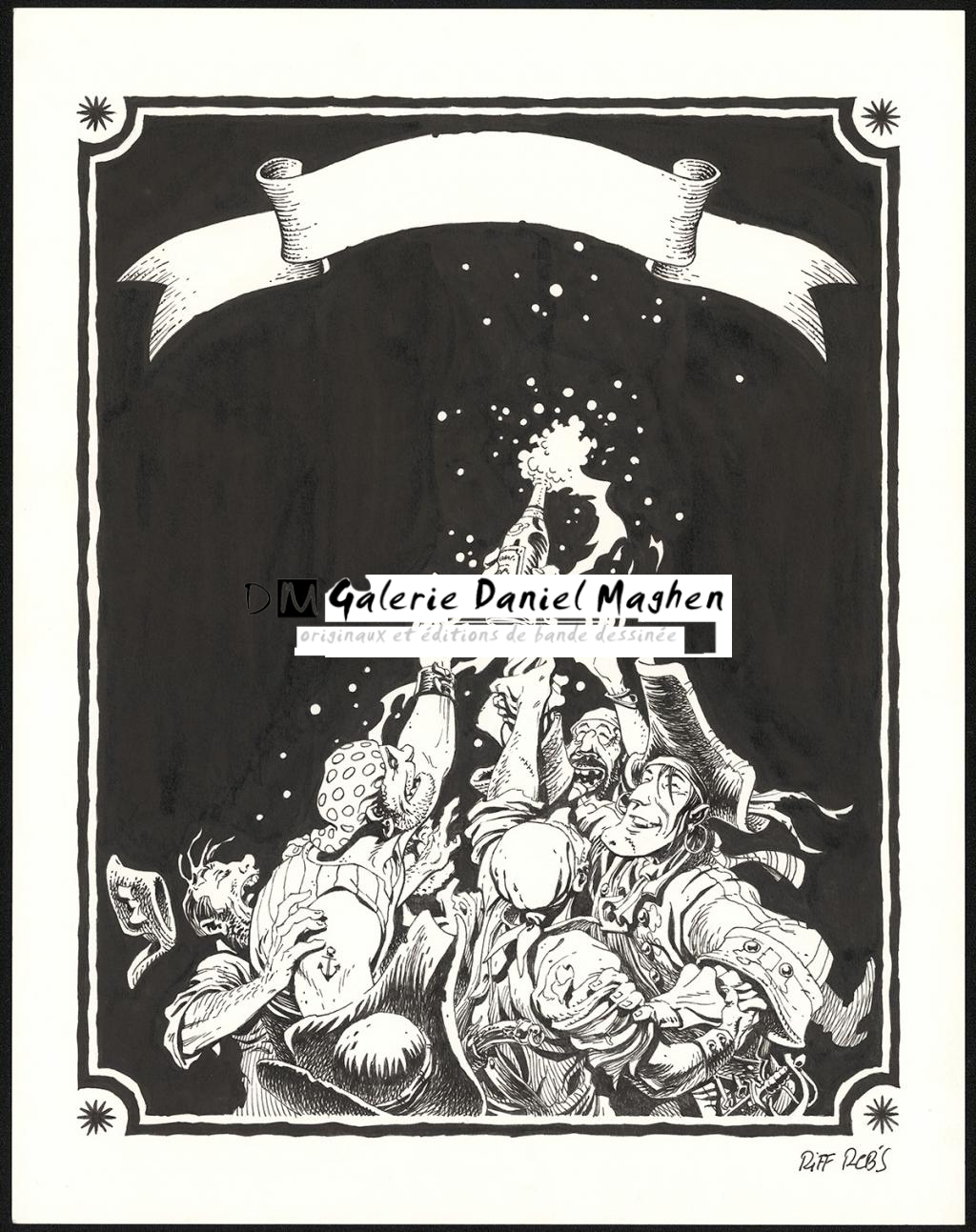 Illustration originale réalisée pour l'affiche du festival de Haut Villers - Riff Reb's - Encre de Chine et crayon sur papier - 6529