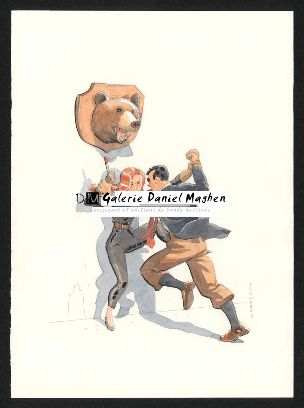 Illustration originale publiée dans le tirage de luxe Black and White - Olivier Schwartz - Aquarelle sur papier - 6181