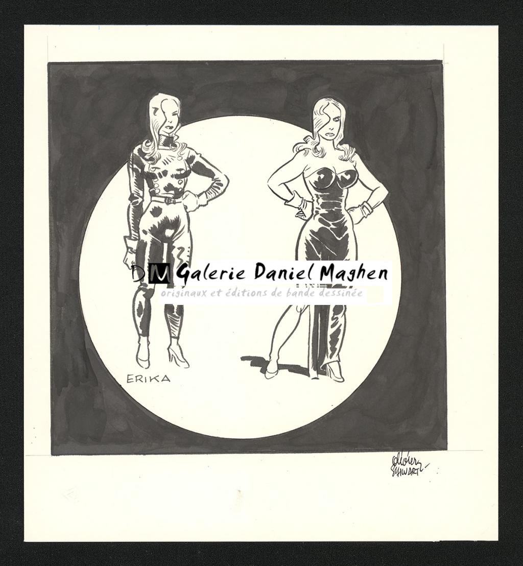 Illustration originale, recherche de personnage Edika - Olivier Schwartz - Encre de Chine sur papier - 6182