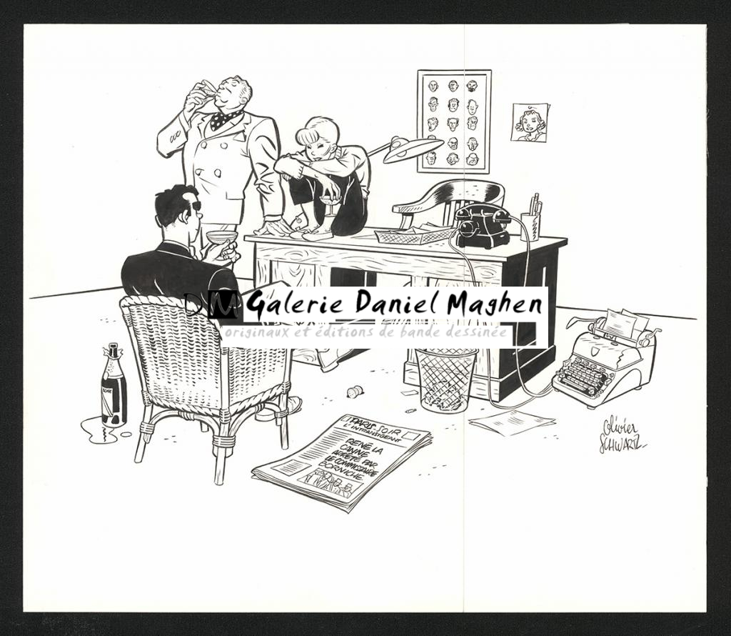 Illustration originale pour la page de titre du tirage de luxe Dupuis - Olivier Schwartz - Encre de Chine sur papier - 6222