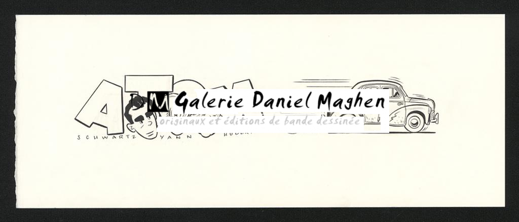 Illustration originale pour le haut de page de Spirou et publiée dans le tirage de luxe Black and White - Olivier Schwartz - Encre de Chine sur papier - 6223