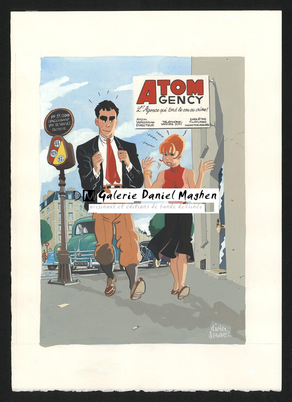 Illustration originale pour un ex-libris de la librairie Brüsel - Olivier Schwartz - Gouache sur papier - 6589