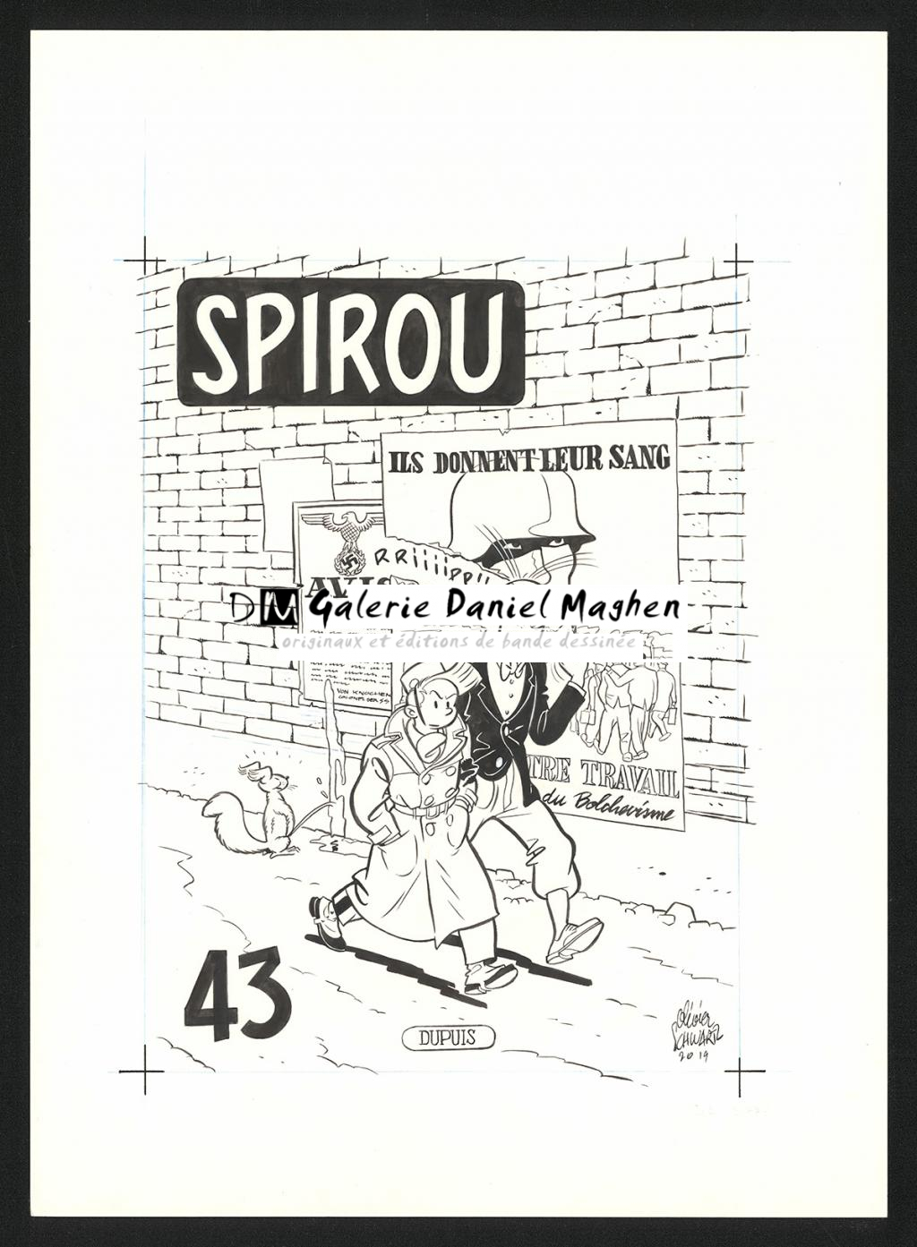 Illustration originale pour un recueil de Spirou - Olivier Schwartz - Encre de Chine sur papier - 6582