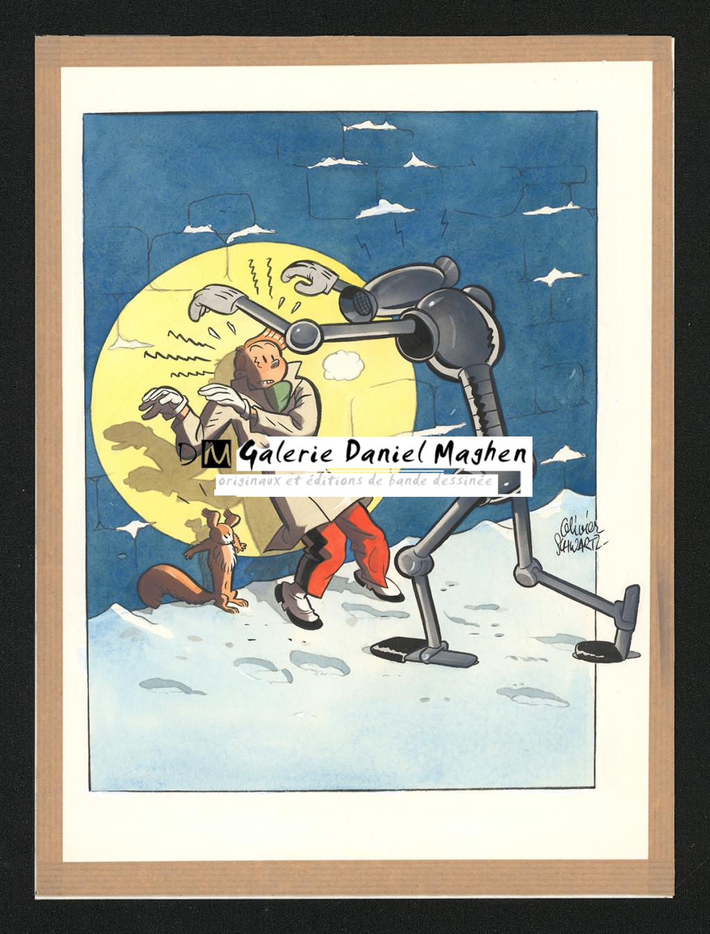 Illustration originale - Olivier Schwartz - Gouache sur papier - 6590